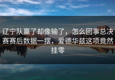 辽宁队赢了却像输了，怎么回事总决赛赛后数据一摆，爱德华兹这项竟然挂零