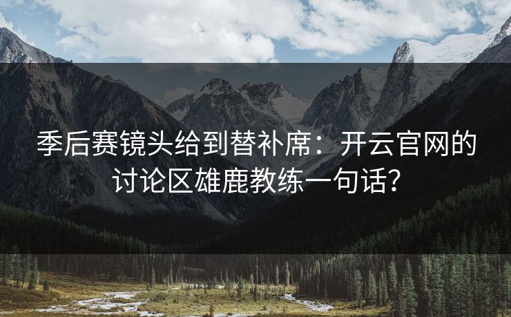 季后赛镜头给到替补席：开云官网的讨论区雄鹿教练一句话？