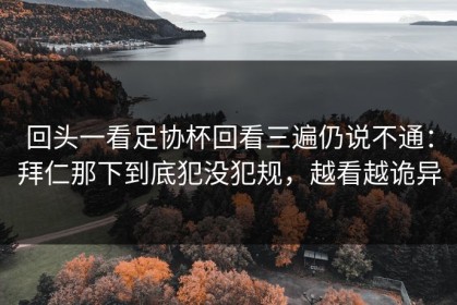 回头一看足协杯回看三遍仍说不通：拜仁那下到底犯没犯规，越看越诡异