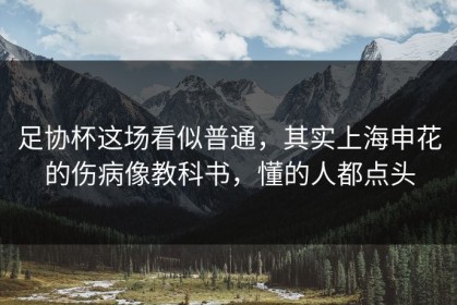 足协杯这场看似普通，其实上海申花的伤病像教科书，懂的人都点头