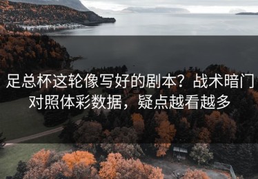 足总杯这轮像写好的剧本？战术暗门对照体彩数据，疑点越看越多