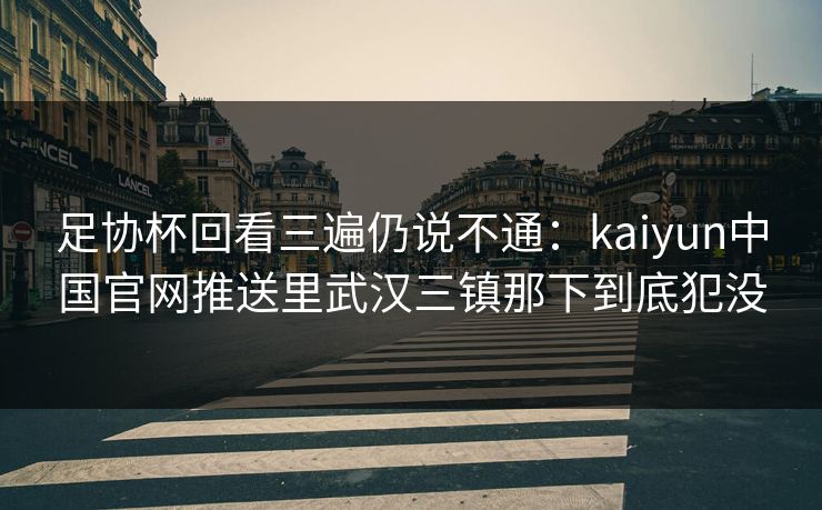 足协杯回看三遍仍说不通：kaiyun中国官网推送里武汉三镇那下到底犯没