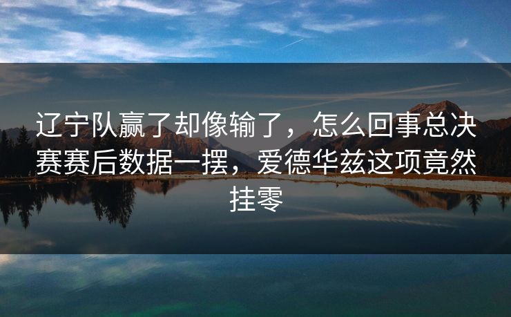 辽宁队赢了却像输了，怎么回事总决赛赛后数据一摆，爱德华兹这项竟然挂零