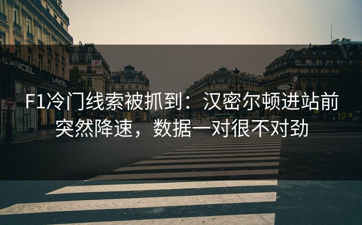 F1冷门线索被抓到：汉密尔顿进站前突然降速，数据一对很不对劲