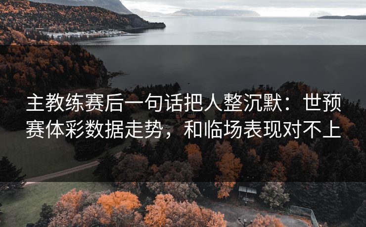 主教练赛后一句话把人整沉默：世预赛体彩数据走势，和临场表现对不上